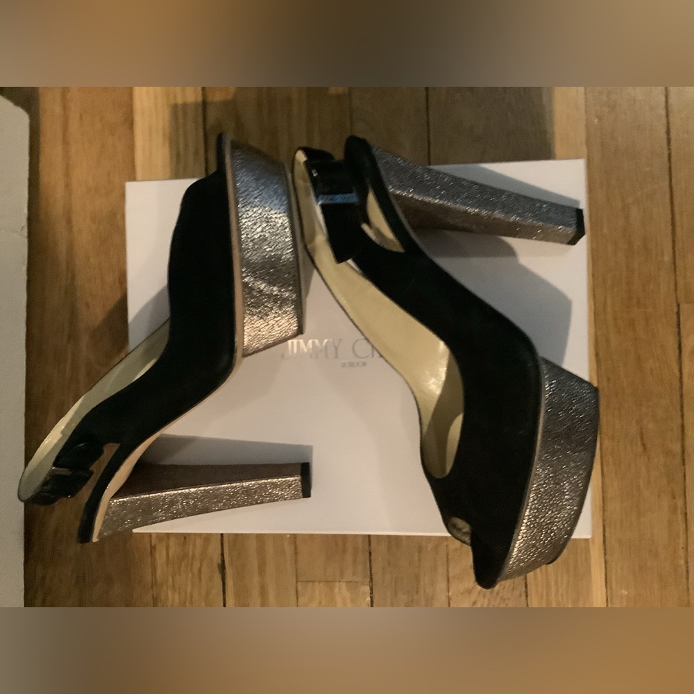 Fabulous Jimmy Choo suede and leather sling backs Sz 41 1/2